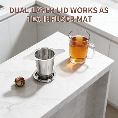 Tea infuser,Stainless Steel Tea Steeper and Strainer, Tea Strainers for Loose Tea - Reusable Durable Infuser for Brewing Tea and Coffee - Thumbnail 3