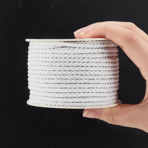 Ph Pandahall 3Mm/ 20 Yards Twisted Cord Rope Nylon Twisted Cord Trim Xmas Thread String Twisted Silk Ropes Satin Shiny Cord For Home Décor Upholstery Curtain Tieback Graduation Honor Cord(White) #TOP5