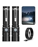 Hoxida Pocket EDC Tactical Flashlight Rechargeable Super Bright Black