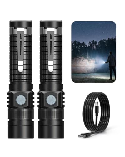 Hoxida Pocket EDC Tactical Flashlight Rechargeable Super Bright Black