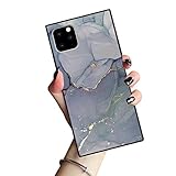 iPhone 12/12 Pro Case Square,Grey Marble Square Design iPhone 12/12 Pro Cases for Girls Women, Slim...