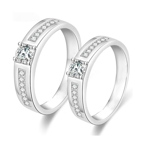 Couple Ring Sets for Him and Her Sterling Silver 10K 14K 18K Gold Personalized Moissanite Wedding Engagement Ring Wedding Band for Men Women Matching Promise Rings for Couples Anniversary Engagement3