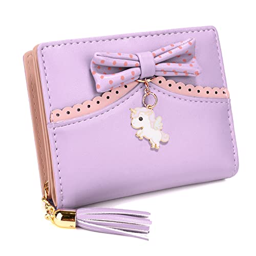 UTO Wallet for Girls Cute Leather Vegan Small Women Tassel Pendant Card Holder Kawaii Coin Purse 1096