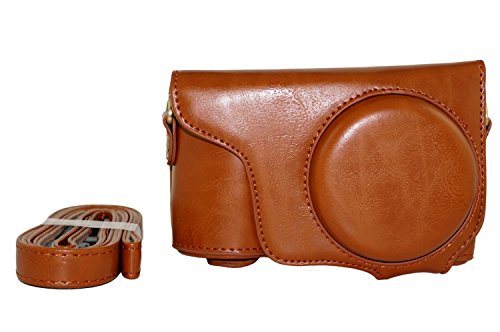 MoreGift4U Schutz PU-Leder Kamera Tasche für Samsung Galaxy Camera 2 EK-GC200 GC200 Brown Strap
