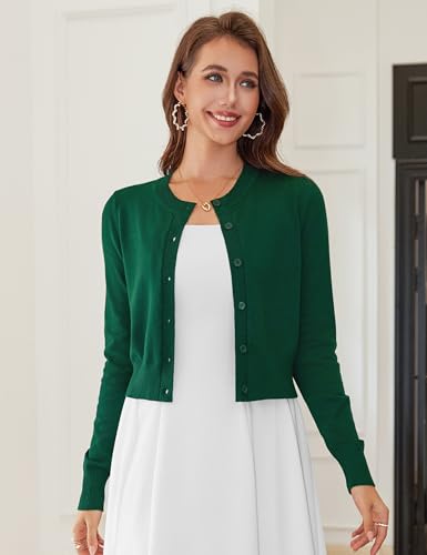 Image of LETDIOSTO Cropped Cardigan Bolero Shrug for Women, Button Down Long Sleeve Knit Sweater for Dresses,for Jeans, XS to XL