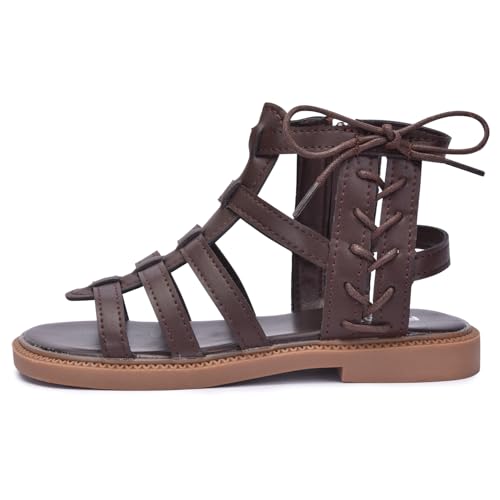 Image of Skeblo Girls Rivet Gladiator Sandals Summer Princess Dress Strappy Flats Zip Up Boots Shoes