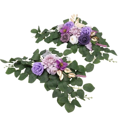 Arche de mariage en soie violette décor fleuri de grand format - 2