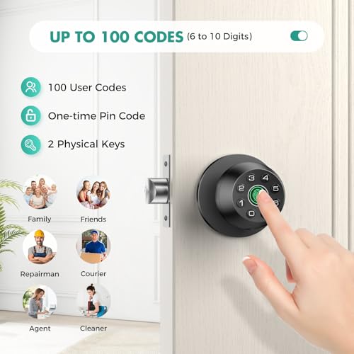 Smart Door Handle with keypad, Password Smart Door Lock, Fingerprint Door Lock, keyless Entry (Black) by HEI LIANG - Image 4