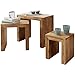 Produktbild Wohnling 3er Set Satztisch Massivholz Akazie Wohnzimmer-Tisch Landhaus-Stil Beistelltisch Naturholz Couchtisch Natur-Produkt Wohnzimmermöbel Unikat Massivholzmöbel Anstelltisch Echtholz dunkel-braun