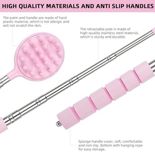 Image of WOVTE Back Scratcher for Women, Extendable Pink Back Scratcher with Double Sided Head, Stocking Stuffers Mothers Day Gifts Christmas Birthday Gifts for Women Mom