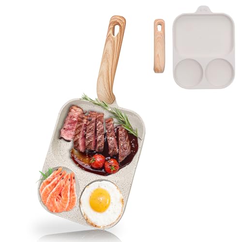 EOJDDPA Nonstick - Sartén para huevos (3 piezas, 40 x 19 cm, antiadherente, para cocina de gas, placa de inducción, aluminio, para desayuno, huevos, tortitas y más