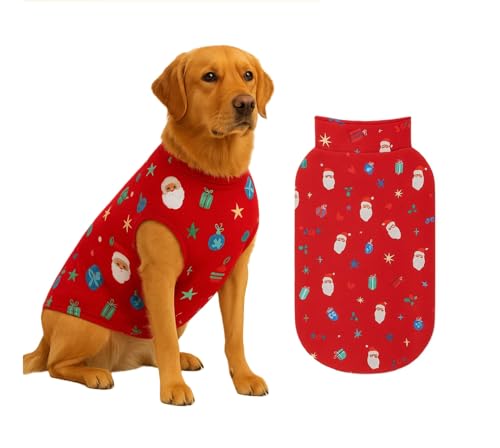Image of The Pets Company Dog Winter Coat Jacket, Clothes, Windproof, Light Weight, Washable, Ultra Warm Thick Fleece Lined Dog Vest for Cold Weather Protection, (Christmas Cherry, Large - 26 Inch)