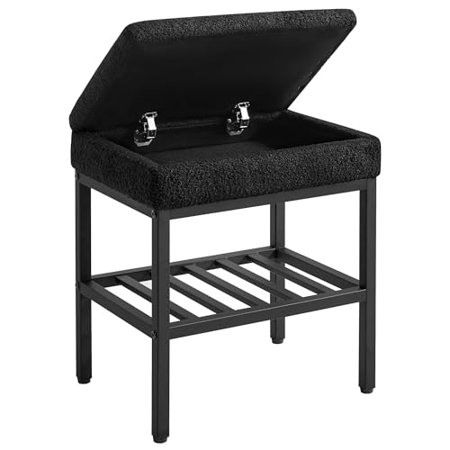 YMYNY Banco Zapatero con Asiento, Zapatero Entrada Recibidor con Almacenamiento Oculto para Sala de Estar, Pasillo, Dormitorio, Negro, HSC001B