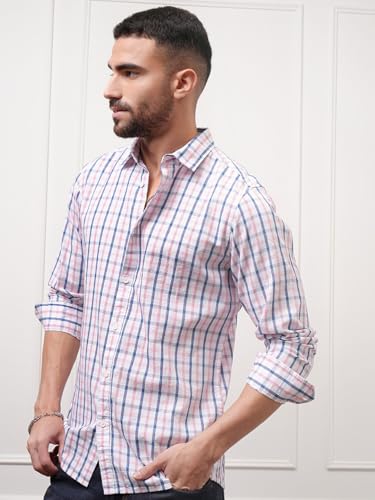 Image of Locomotive Men's Regular Fit Shirts | Checked | Long Sleeves | Spread Collar | Casual Shirts | Stylish Shirt
