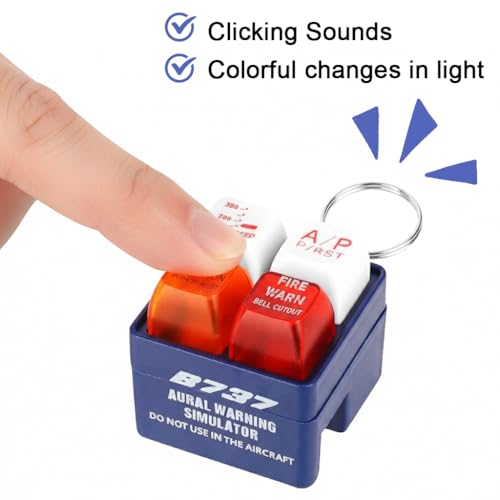 Image of STHIRA Keycap Button Pendant 4-Key Retro Aviation Cockpit Keyboard Keychain for Bike with Light Sound Button Clicker 4 Fun Sounds Kids Adults
