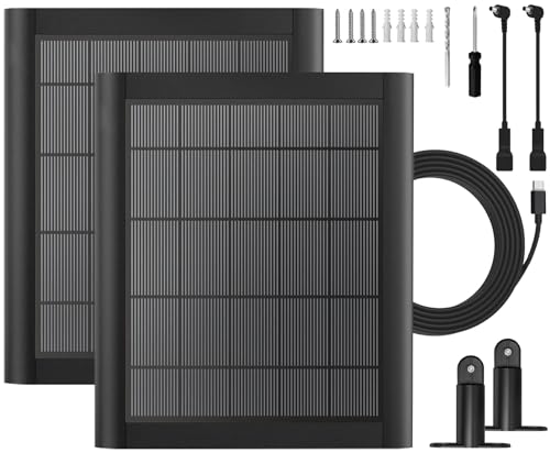 Image of 8W Solar Panel Charger for Ring Camera, 9.8inch Camcorder Solar Panel with 10FT USB C Cable for Ring Outdoor Cam Plus, Stick Up Cam/Pro, Spotlight Camera Plus/Pro Battery (8W-2Pack)