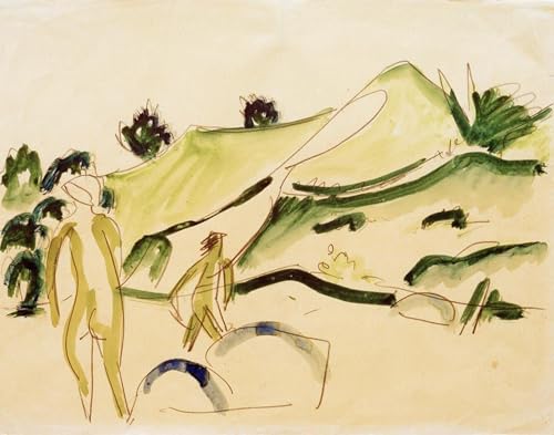 Cuadro en lienzo con la famosa imagen Fare il bagno sulla spiaggia de Kirchner, 60x90cm