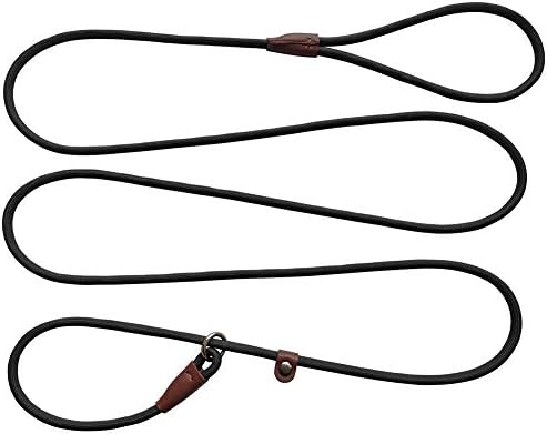 BTINESFUL 7FT Slip Lead Dog Leash, Strong Nylon Rope Leash, 1/4 & 1/2 inch Diam Dog Training Lead for Small Medium Large Dogs (1/4" * 7 FT, Black)