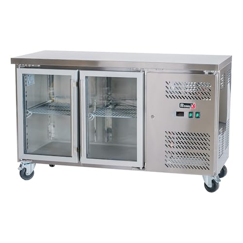 ROMUX® Bajo Mostrador Refrigerado 2 Puertas de Cristal 136x60 Ventilado | Armario Expositor Refrigerador | Vitrina Refrigerada | Nevera Frigorifica Industrial