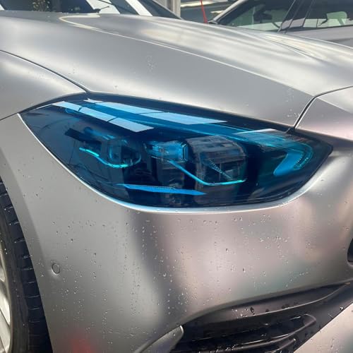 Image of WALLMATE Headlight Taillight Film Self Adhesive Smoke Film Fog Light Film Vinyl Tint Wrap Film Car&Bike Protection Film Sheet Sticker (Blue Smoke, 24x60 Inch)