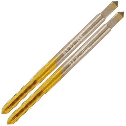 Cinrusge 2 pcs M3X0.5 Thread Tap Ti-Coated M2 HSS M3 x 0.5 Thread Milling Tap Right Hand