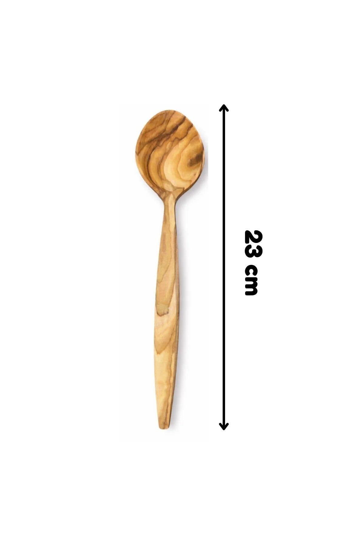 Doğal Zeytin Ağacı, El Yapımı Servis Kaşığı, 23 cm, Ahşap, Kahverengi, BPA Free, 1 Adet