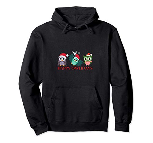 Felices Owlidays Felices Fiestas Búho Niños Divertidos Búhos Sudadera con Capucha