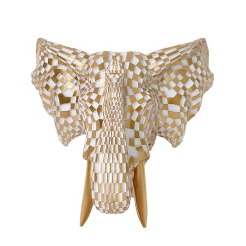 Tête d'éléphant déco murale 3D ASLASL en résine, objet design or pour salon et chambre