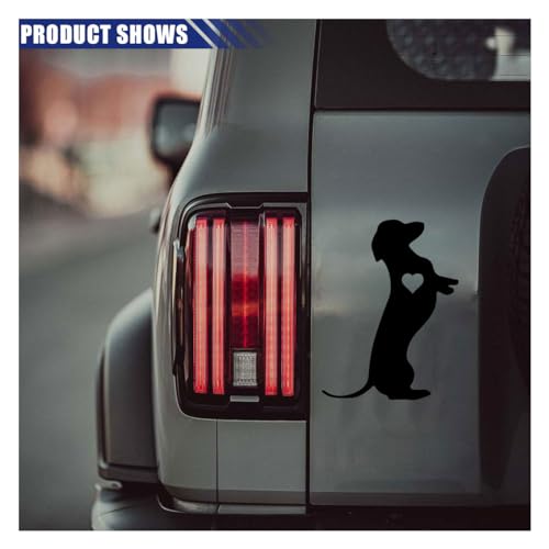 Image of 5.5 inch Dachshund Heart Dog Vinyl Decal, Waterproof Car Bumper Sticker for Car, Truck, Wall, Laptop (Black)