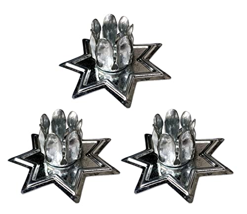 12 PCS Silver Metal 7 Star Household, Chime Candle Holder 2.75
