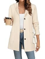 Gemulate Women's Long Cardigans Ladies Hooded Cardigan Button Down Loose Long Sleeve Knitwear Oversized Sweater Cardigan with Pockets for Autumn Winter Spring Apricot M