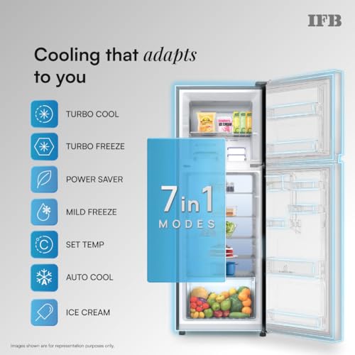 Image of IFB 241L 2 Star 7-in-1 Multi Mode, Advanced Inverter Frost-Free Double Door Refrigerator with 30 Hrs Cooling Retention & 4 Year Super Warranty (2026, IFBFF-291BYBSE, Brush Grey)