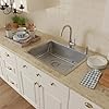 Drop In Kitchen Sink 33x22, 9 Basin Depth, 18 Gauge Stainless Steel Sink, 3D Embossed Surface Finish Top Mount with Accessories