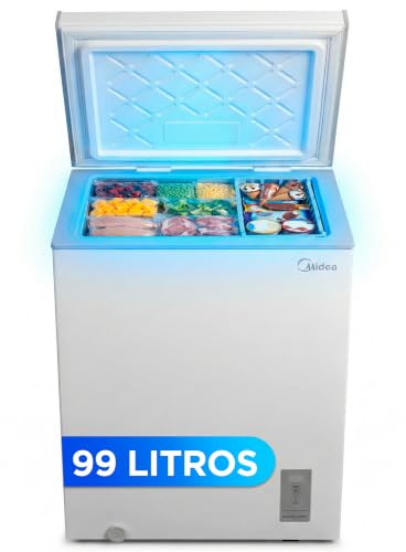 MIDEA Arcon Congelador Pequeño de 99L | Congelador Horizontal Convertible a Frigorífico con Motor Inverter, Control Electrónico de Temperatura, Cestas con Asa | Arcón Silencioso 38 db Bajo Consumo