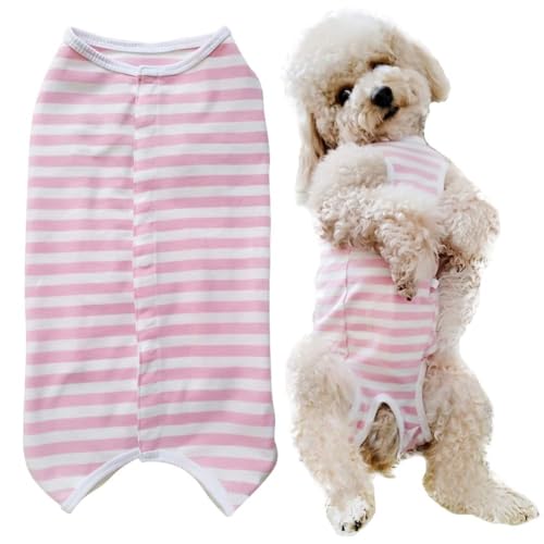 Kukaster Pet Hundebody Nach Op Hündin Rüde Kastration Wundschutzanzüge für Hund, Nylonschnalle für Haarausfall, Allergien, Rasur, Rosa Streifen XS
