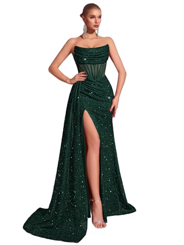 Cocktail Evening Gowns Formal Dresses for Women Sequin Tulle Wedding Guest Party Sexy Off Shoulder...