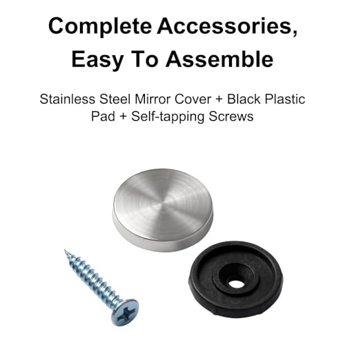 SEIWEI 10 Pieces Stainless Steel Screw Cover Cap, 16mm Diameter Mirror Decorative Screws with Caps Silver Mirror Screws Fasteners, Sign Advertising Hardware, Nails, Construction
