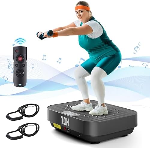 TDH Vibration Plate Exercise Machine, Power Plate Vibration Platform for Weight Loss,Vibrating Plate for Lymphatic Drainage, Shaping Toning with Resistance Band,Home Gym TDH Vibration Plate Exercise Machine, Power Plate Vibration Platform for Weight Loss,Vibrating Plate for Lymphatic Drainage, Shaping Toning with Resistance Band,Home Gym