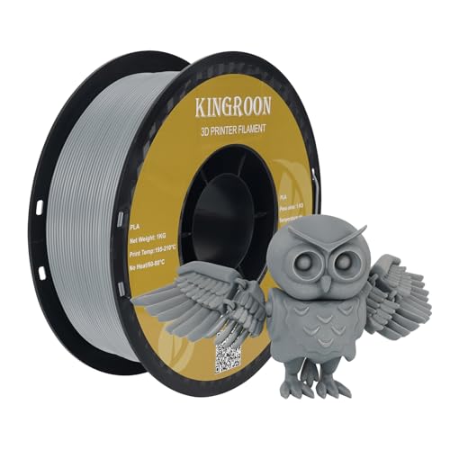 Kingroon 1.75mm 3D Printer Filament, PLA, Grey-Sliver, 1kg, +/- 0.02mm Accuracy, 2.2 Pounds, 2.9 Pounds Display Weight