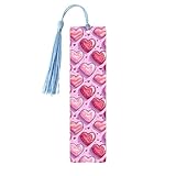 Pink Candy Heart Double-Sided Printed Wooden Bookmark, A Gift Suitable for Both Men and Women, Including Magazines, Notebooks, Diaries, Manuals, Planners, Etc