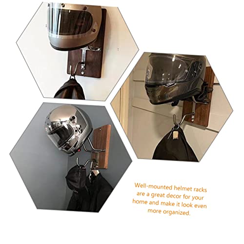 Soporte para casco y chaqueta montado en pared de madera y metal 7
