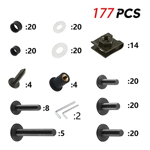 JNNJ 177 PCS Schraubensatz Motorrad Verkleidung Schrauben Kit, Motorrad Windschutzscheiben Verkleidungsschrauben, Motorräder modifizierte Zubehör Schraubensatz(Orange)