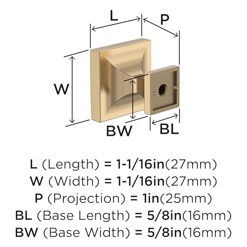 Image of Amerock 25 Pack 1-1 /16 inch Square Pedestal Champagne Bronze Cabinet Knob | Durable Zinc drawer knob and cabinet hardware, ideal for kitchen cabinets, bathroom vanities, dressers, and furniture