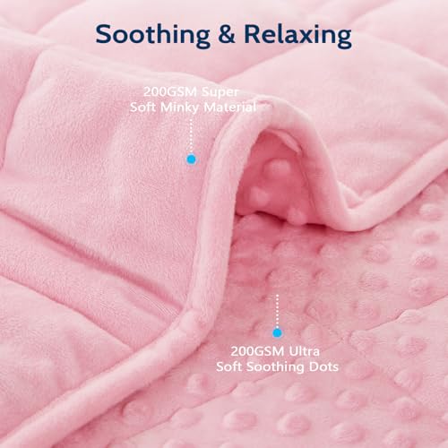 L'AGRATY Weighted Blanket for Adult - 48"x72" 15lbs Minky Dots Heavy Blanket with Glass Beads Soft Breathable for All-Season Summer Fall Winter Thick Comfort for Sleeping