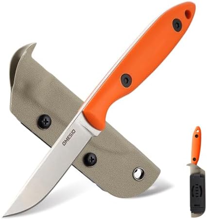 Omesio Camping Fixed Blade Knife with Kydex Sheath, DC53 Steel G10 Handle Full Tang Survival Tactical Knife for Men Women EDC Outdoor Camping Bushcraft Hunting Knife