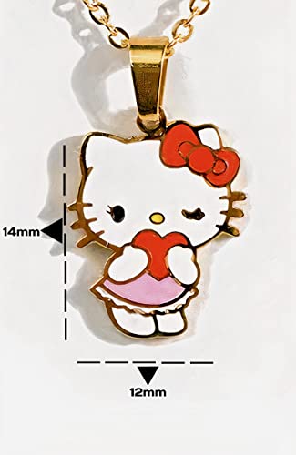 Necklace And Earrings Set, Cute Kitty Cat Necklace And Earrings, Fashionable Cat Cartoon Pendant Jewelry Set, Gold Plated Stainless Steel Kids Jewelry For Girls #TOP6