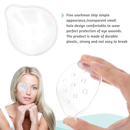 2 Stück Transparent Augenklappen, Bequeme Augenschutz nach Operationen mit Klebeband, Atmungsaktiv Augenklappe für Augenchirurgie Abdeckung