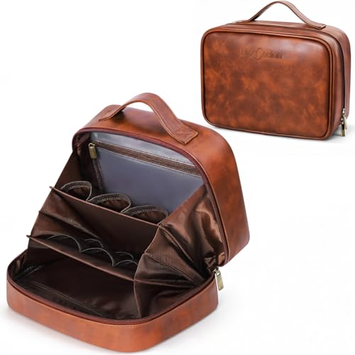 Toiletry Bag for Men,PU Leather Mens Toiletry Travel Bag for Toiletries | Travel Toiletry Bag,Waterproof Mens Travel Bag Toiletry,Large Bathroom Shaving Bag,Birthday Gifts for Men Dad Husband Brown