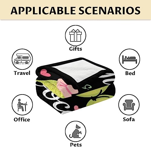 Blanket for Girls - 50"x60" Cute Avocado Throw Gifts - Black Soft Fuzzy Blankets for Bed, Couch & Living Room