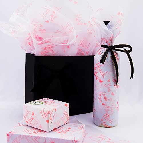 MR FIVE 100 Folhas Brancas com Papel de Seda Rosa Obrigado Em Massa, 20 